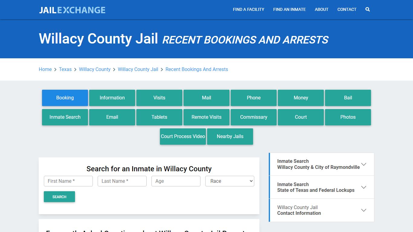 Willacy County Jail Recent Bookings And Arrests - Jail Exchange