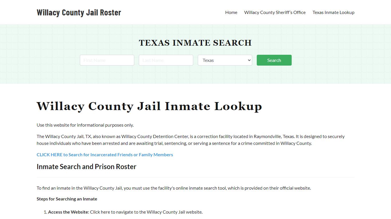 Willacy County Jail Roster Lookup, TX, Inmate Search