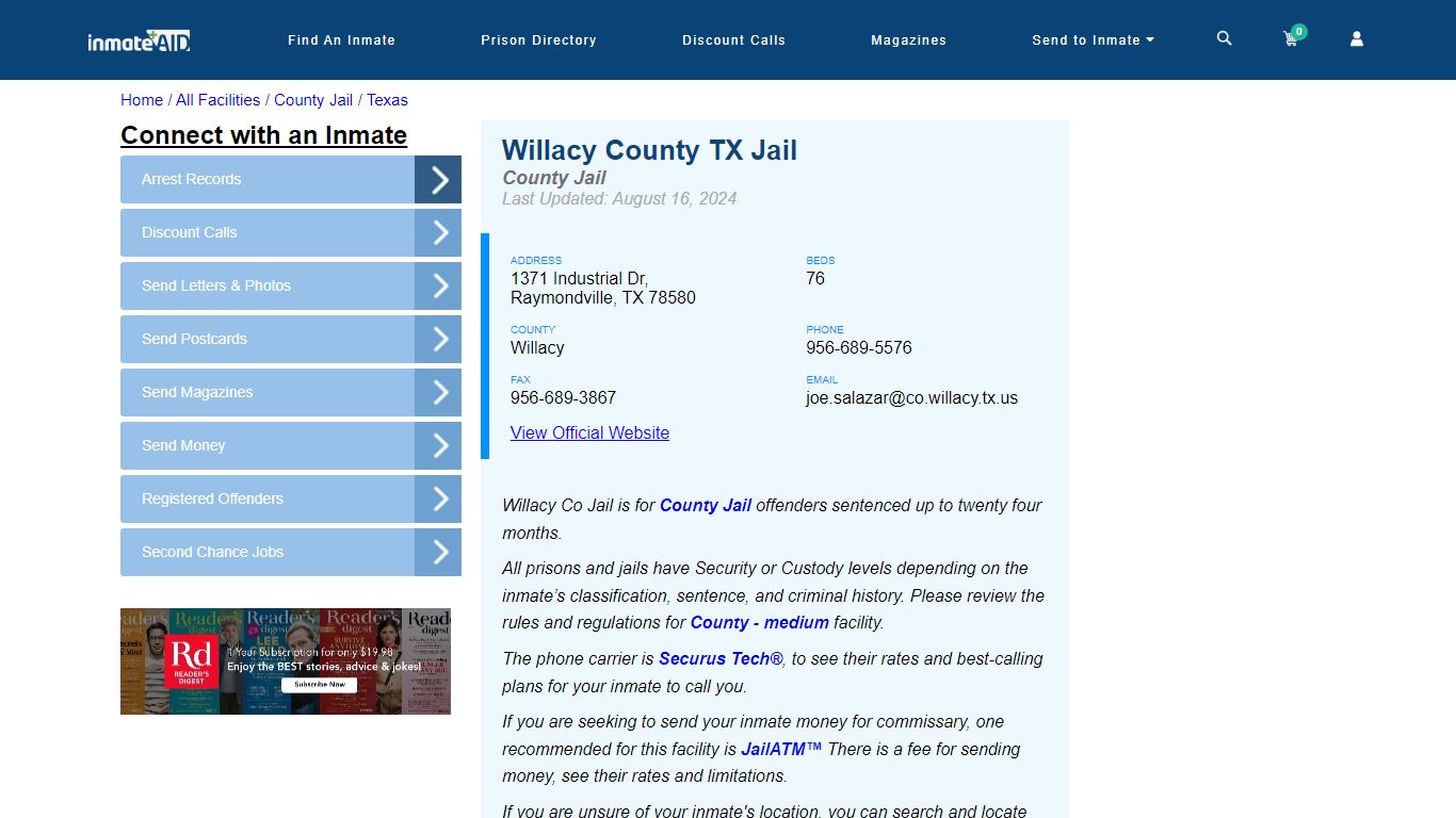 Willacy County TX Jail - Inmate Locator