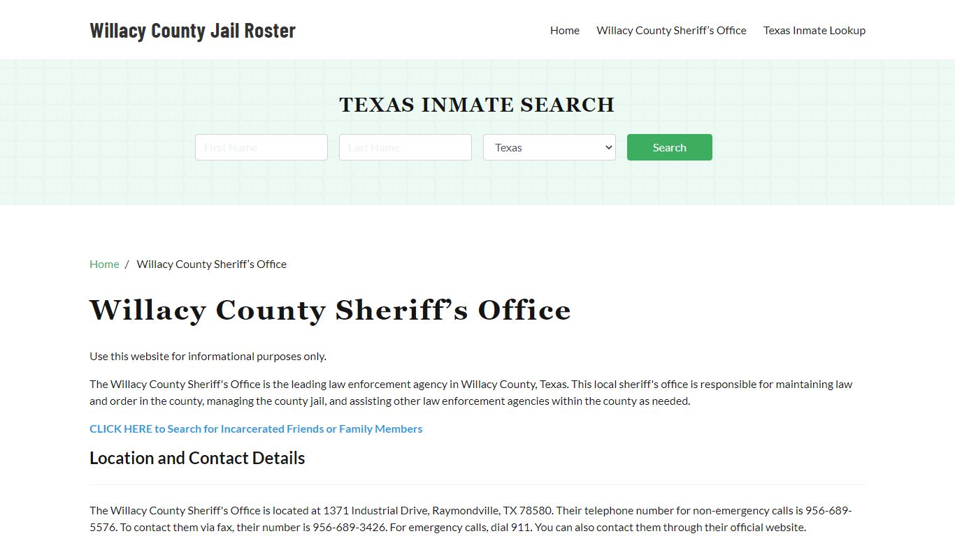 Willacy County Sheriff Office, TX, Arrest Warrants Search